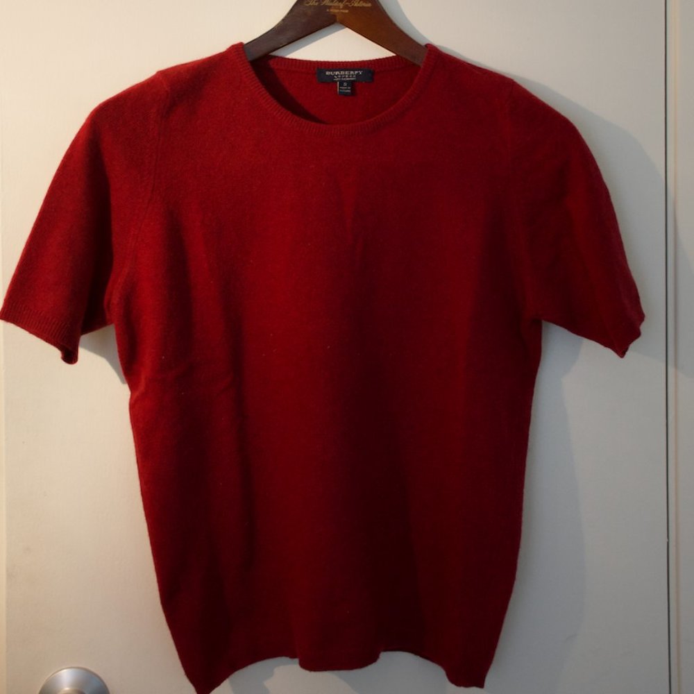 Burberry Women's Short Sleeve Cashmere Sweater Sz S